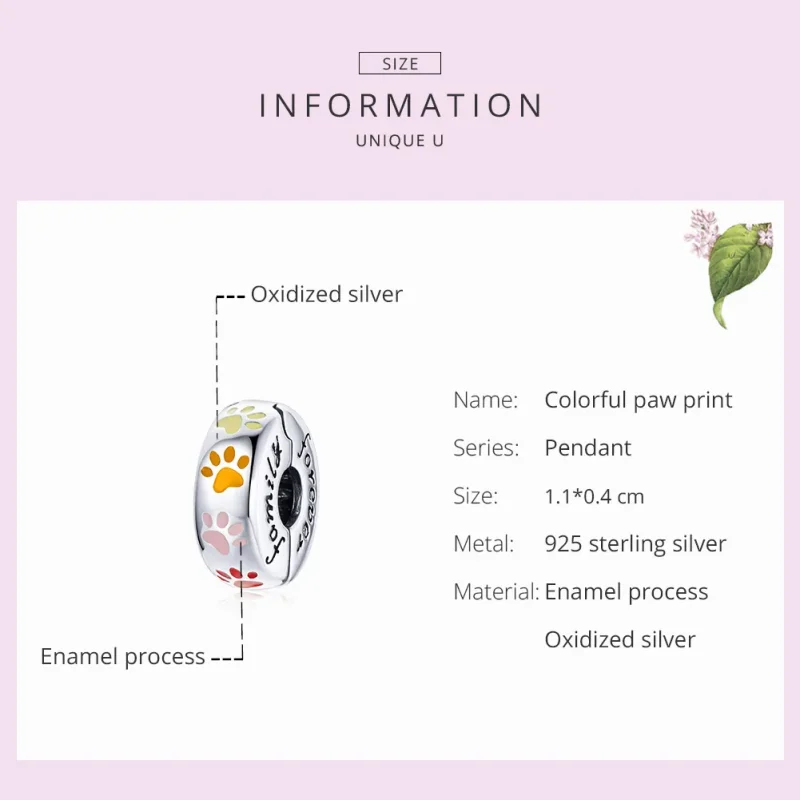(image for) Pandora Style Silver Colorful Claw Prints Clip - SCC1850 - View 5