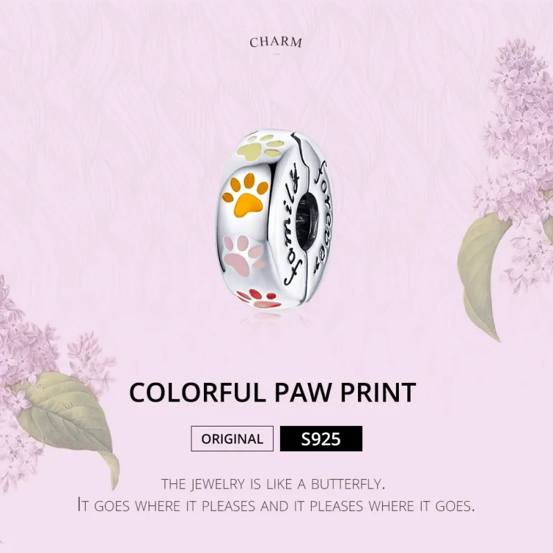 (image for) Pandora Style Silver Colorful Claw Prints Clip - SCC1850 - View 7