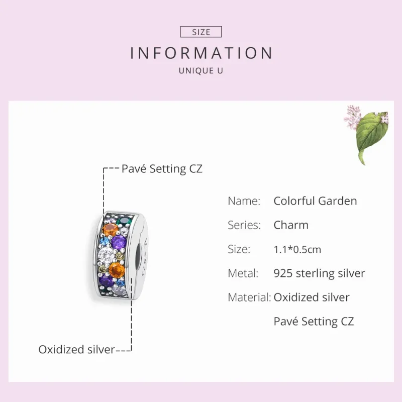 (image for) Pandora Style Silver Colorful Garden Clip - SCC1609 - View 7