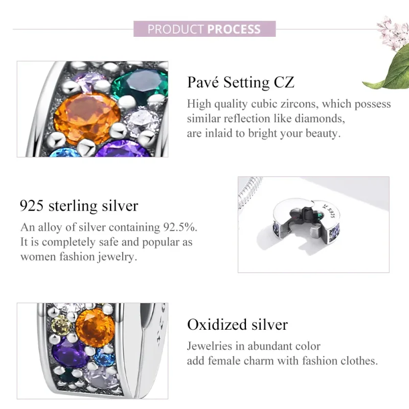 (image for) Pandora Style Silver Colorful Garden Clip - SCC1609 - View 8