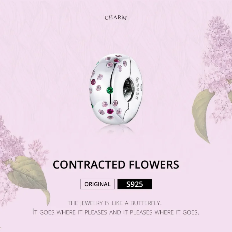(image for) Pandora Style Silver Contracted Flowers Clip - BSC245 - View 6