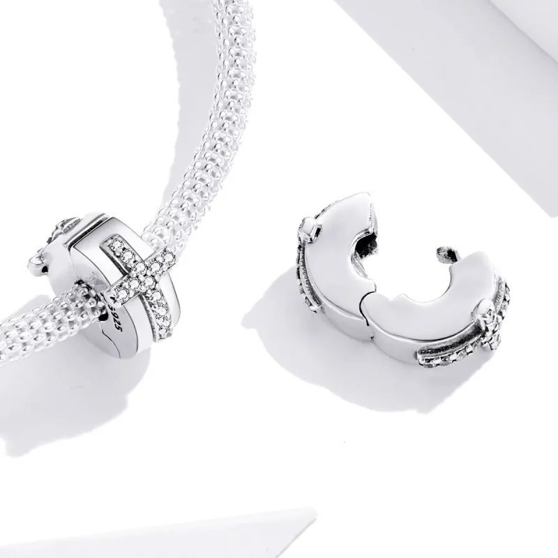 (image for) Pandora Style Silver Cross Clip - SCC1497 - View 4