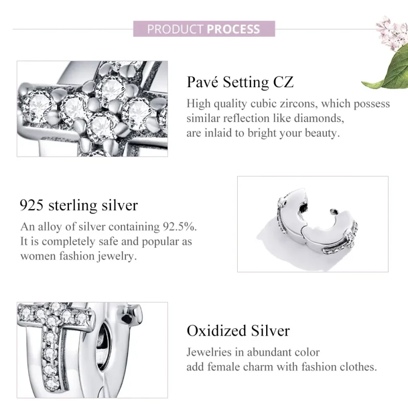 (image for) Pandora Style Silver Cross Clip - SCC1497 - View 8