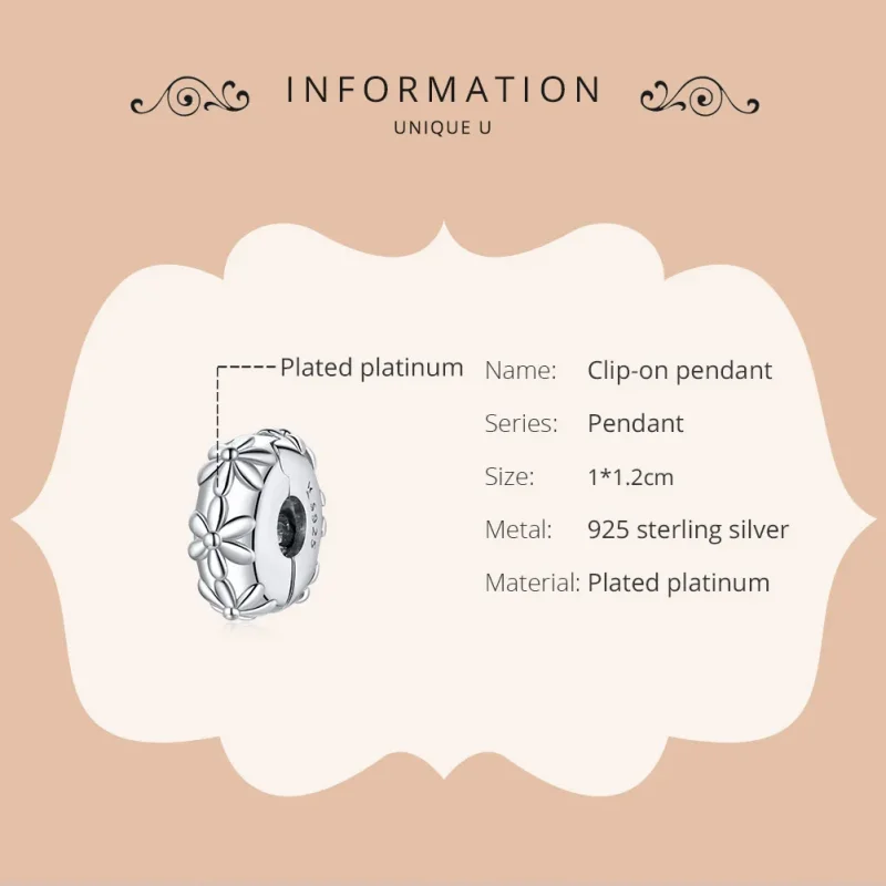 (image for) Pandora Style Silver Daisy Clip - SCC1795 - View 6