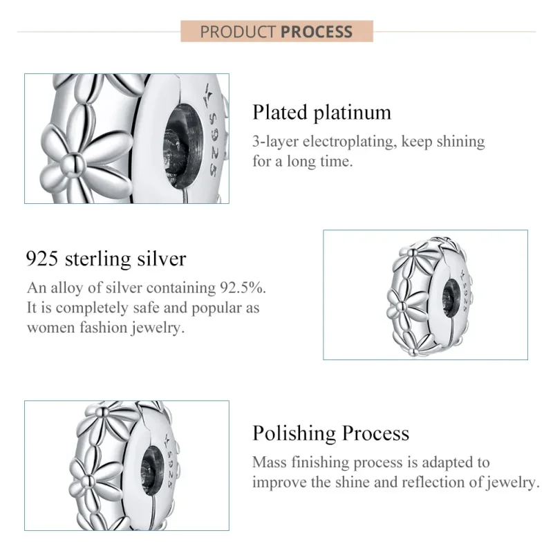 (image for) Pandora Style Silver Daisy Clip - SCC1795 - View 7