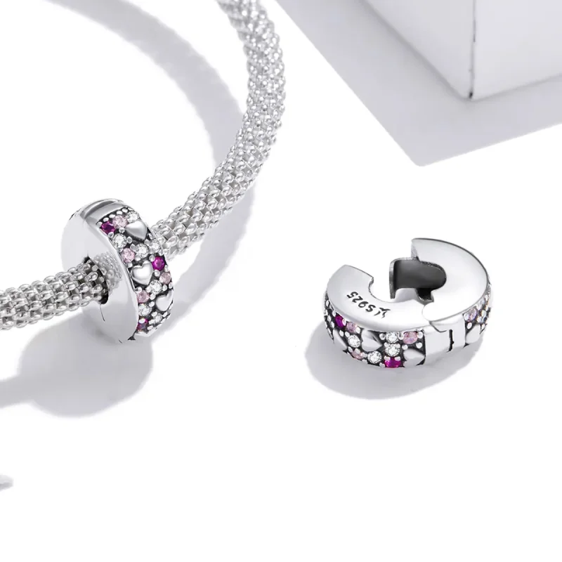 (image for) Pandora Style Silver Shining Love Clip - SCC1745 - View 4