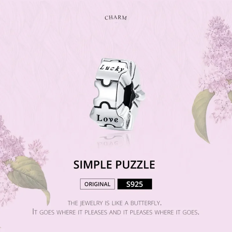 (image for) Pandora Style Silver Simple Puzzle Clip - BSC377 - View 6