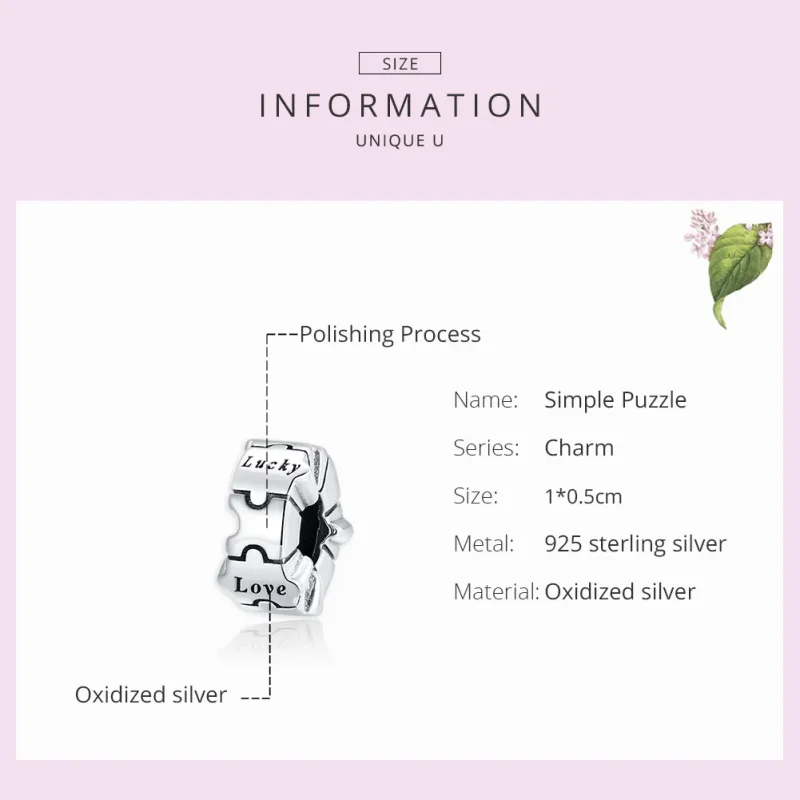 (image for) Pandora Style Silver Simple Puzzle Clip - BSC377 - View 7
