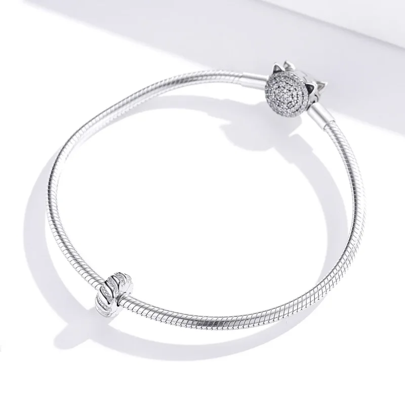 (image for) Pandora Style Silver Simple Texture Clip - BSC278 - View 3