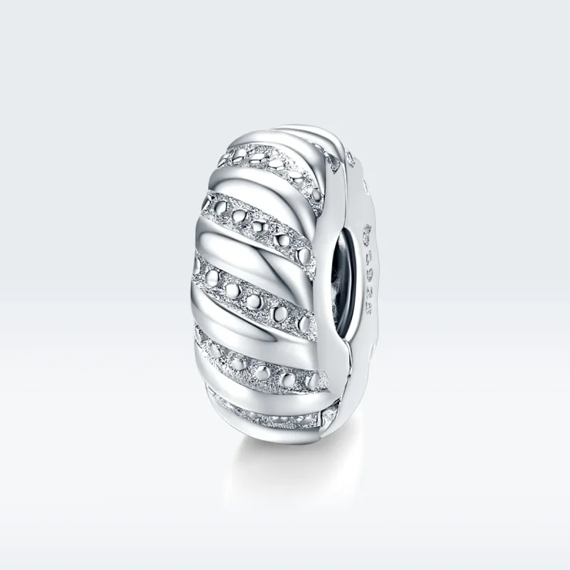 (image for) Pandora Style Silver Simple Texture Clip - BSC278 - View 5