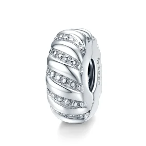 (image for) Pandora Style Silver Simple Texture Clip - BSC278