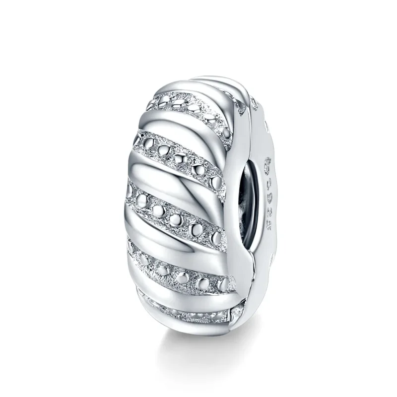 (image for) Pandora Style Silver Simple Texture Clip - BSC278