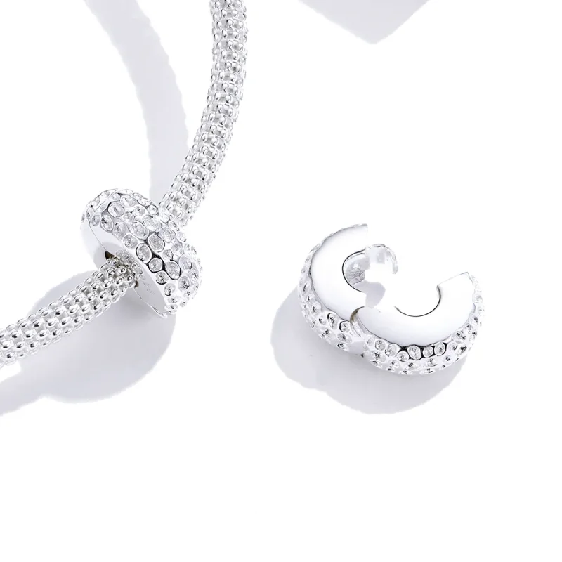 (image for) Pandora Style Silver Texture Clip - SCC1490 - View 2