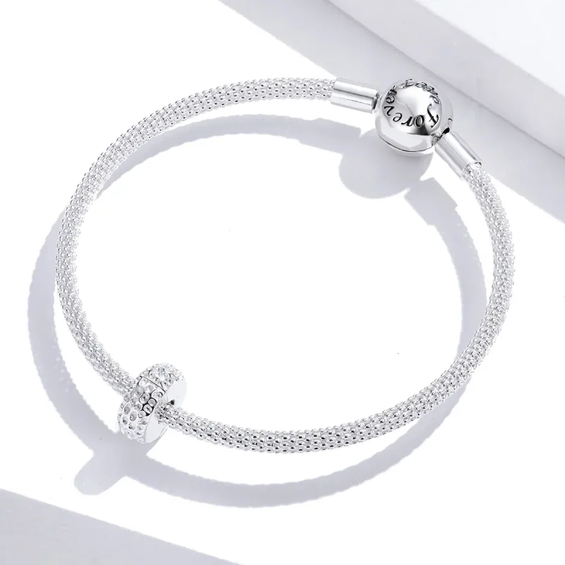(image for) Pandora Style Silver Texture Clip - SCC1490 - View 4