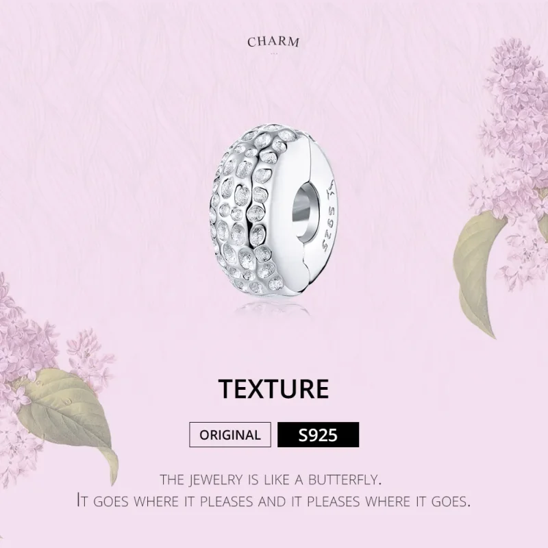 (image for) Pandora Style Silver Texture Clip - SCC1490 - View 6