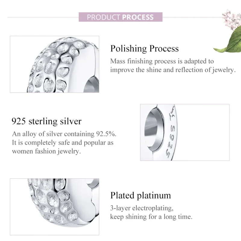 (image for) Pandora Style Silver Texture Clip - SCC1490 - View 8