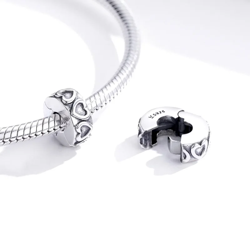 (image for) Pandora Style Silver Vintage Relief Clip - SCC1557 - View 2