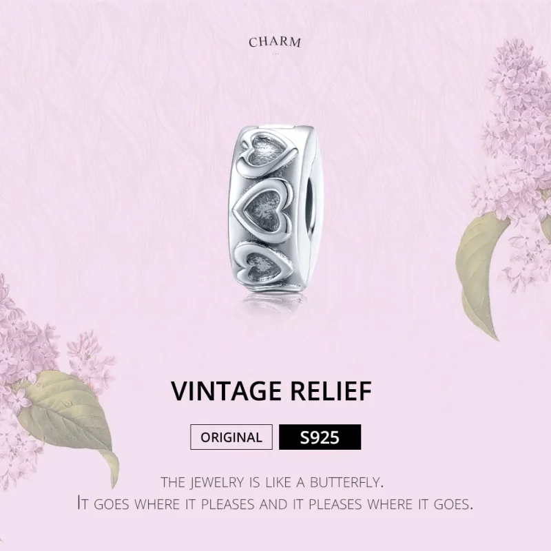 (image for) Pandora Style Silver Vintage Relief Clip - SCC1557 - View 6