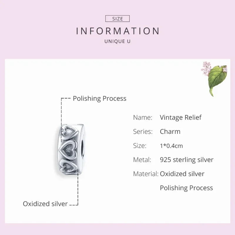 (image for) Pandora Style Silver Vintage Relief Clip - SCC1557 - View 7