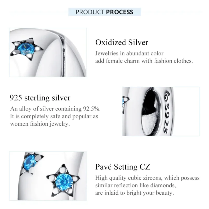 (image for) Pandora Style Silver Waves In The Sun Clip - BSC253 - View 7