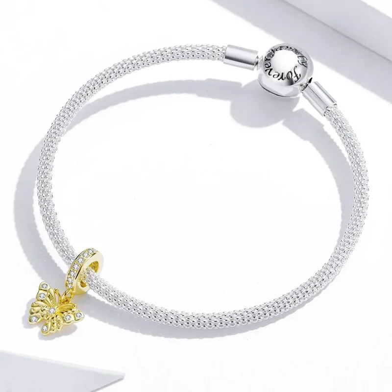 (image for) Pandora Style 18ct Gold Plated Golden Butterfly Dangle - BSC248 - View 3