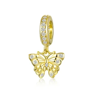 (image for) Pandora Style 18ct Gold Plated Golden Butterfly Dangle - BSC248