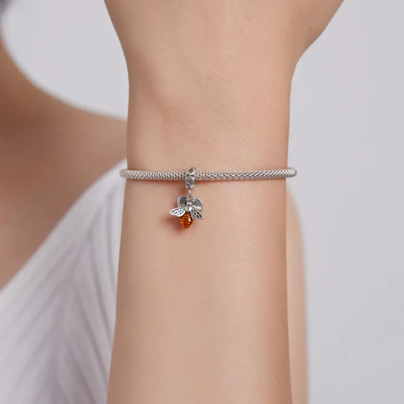 (image for) Pandora Style Bees and Hearts Dangle - BSC495 - View 5