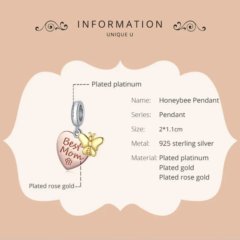 (image for) Pandora Style Bicolor Best Mom Dangle - SCC1792 - View 6