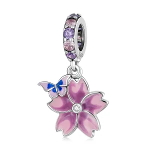 (image for) Pandora Style Butterflies and Flowers Dangle - SCC2185