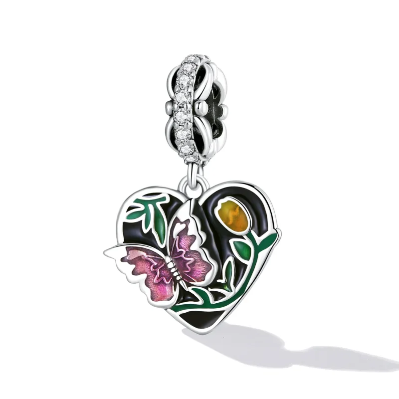 (image for) Pandora Style Butterfly Love Garden Dangle - SCC2248 - View 2