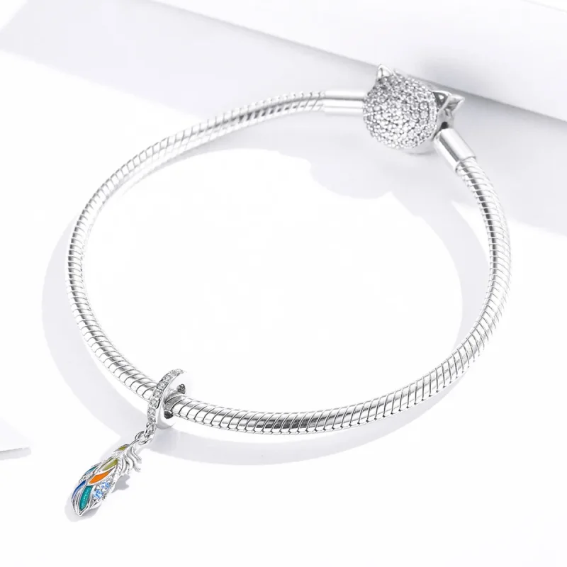 (image for) Pandora Style Colorful Feathers Dangle - BSC304 - View 3