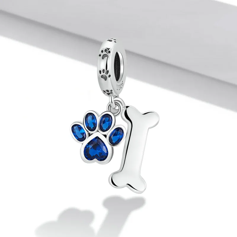 (image for) Pandora Style Dog Paw Bone Dangle - SCC2127 - View 2