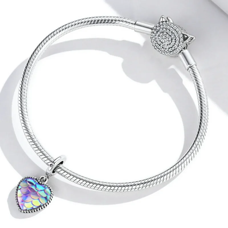 (image for) Pandora Style Fish Scale Heart Dangle - SCC2007 - View 3