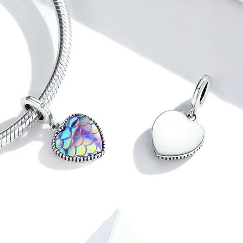 (image for) Pandora Style Fish Scale Heart Dangle - SCC2007 - View 4