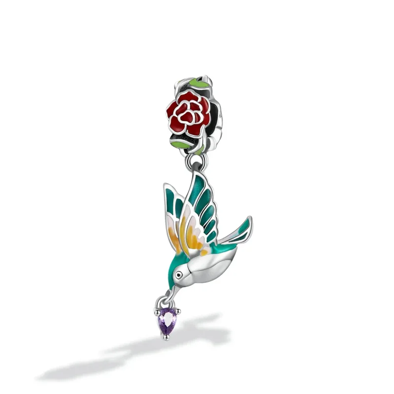 (image for) Pandora Style Flowers and Birds Dangle - SCC2195 - View 2