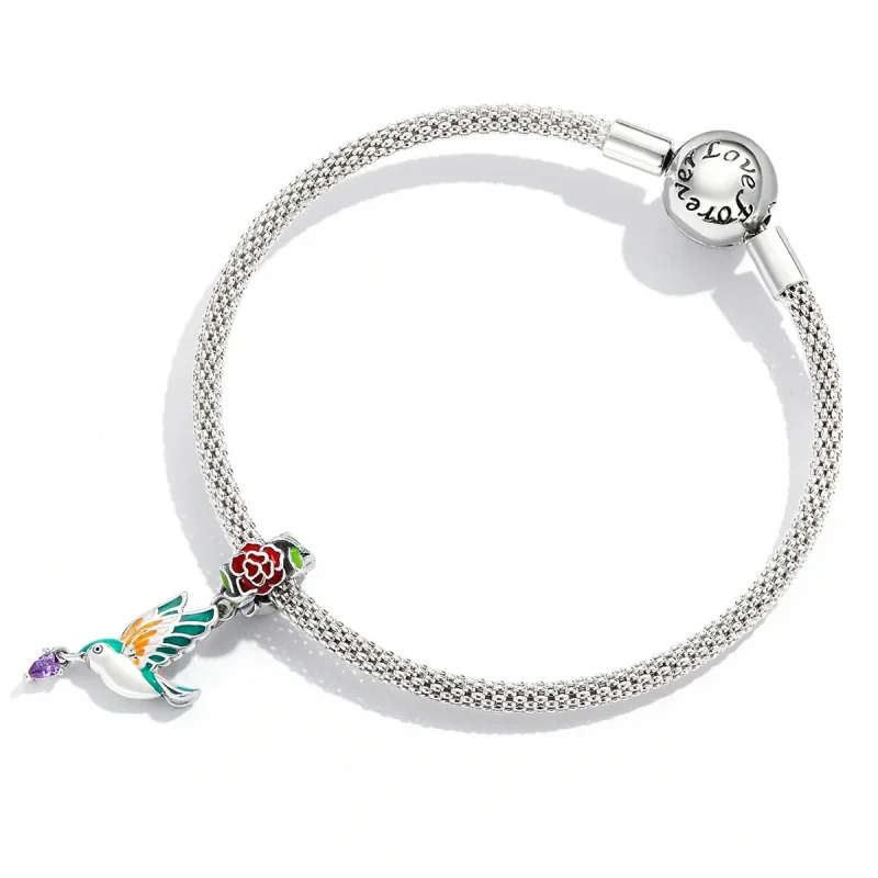 (image for) Pandora Style Flowers and Birds Dangle - SCC2195 - View 4