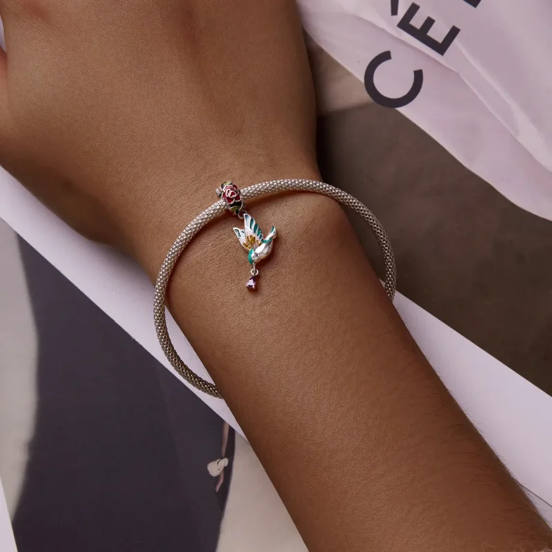 (image for) Pandora Style Flowers and Birds Dangle - SCC2195 - View 5