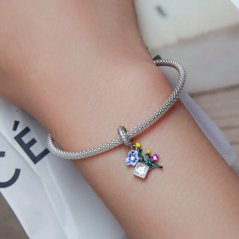 (image for) Pandora Style Flowers Dangle - BSC645 - View 5