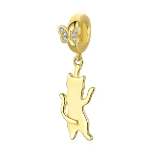 (image for) Pandora Style Flutter Cat Dangle - SCC2050