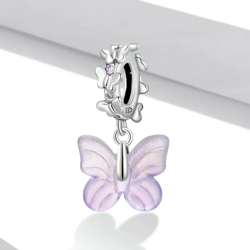 (image for) Pandora Style Glass Butterfly Dangle - SCC2087 - View 2