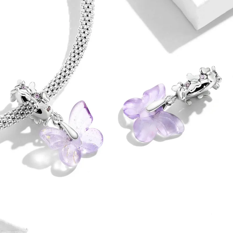(image for) Pandora Style Glass Butterfly Dangle - SCC2087 - View 4
