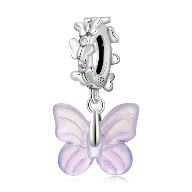 (image for) Pandora Style Glass Butterfly Dangle - SCC2087