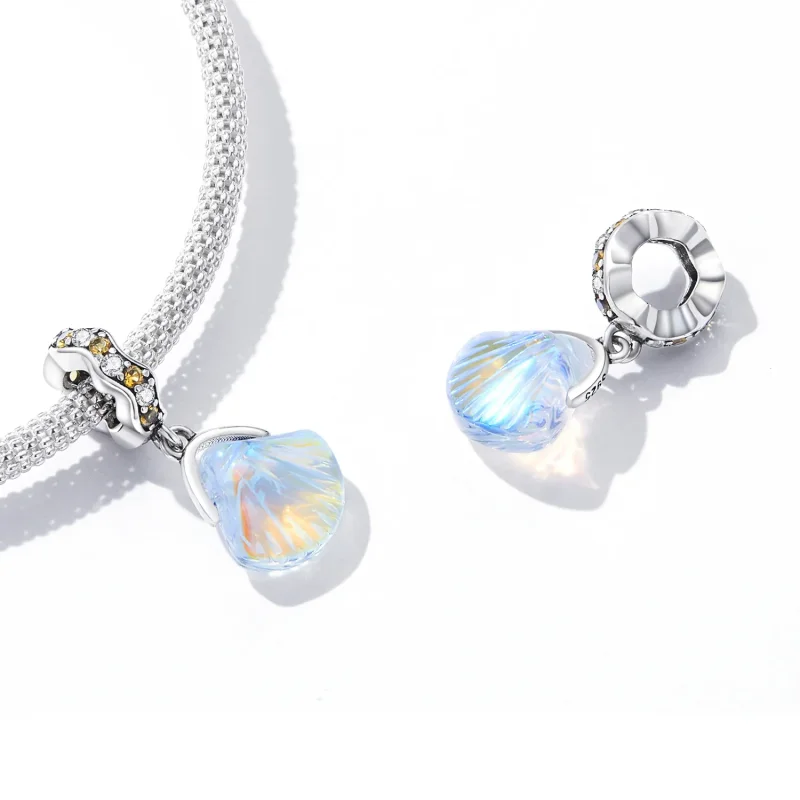 (image for) Pandora Style Glass Shell Dangle - SCC2211 - View 4