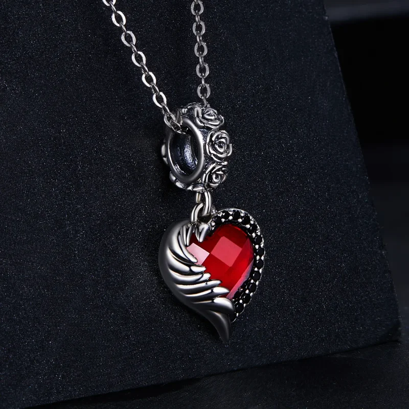 (image for) Pandora Style Heart of Roses Dangle - SCC2406 - View 2