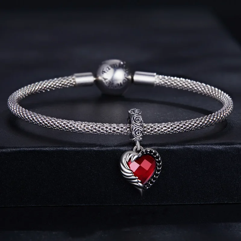 (image for) Pandora Style Heart of Roses Dangle - SCC2406 - View 3