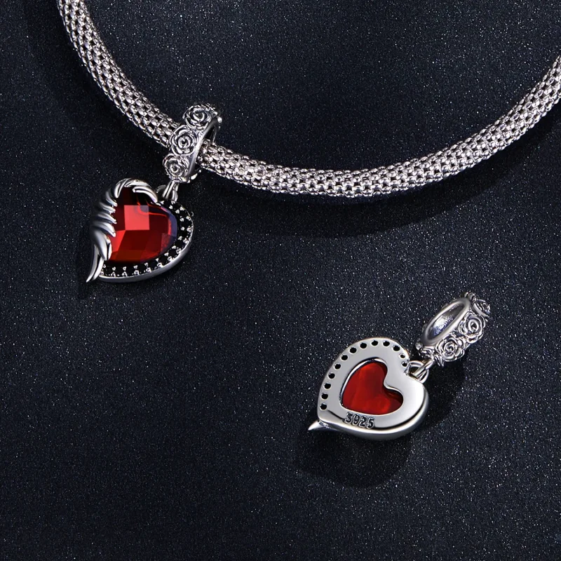 (image for) Pandora Style Heart of Roses Dangle - SCC2406 - View 4