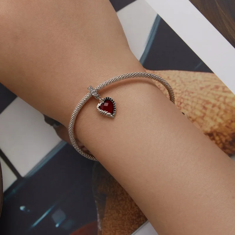 (image for) Pandora Style Heart of Roses Dangle - SCC2406 - View 5