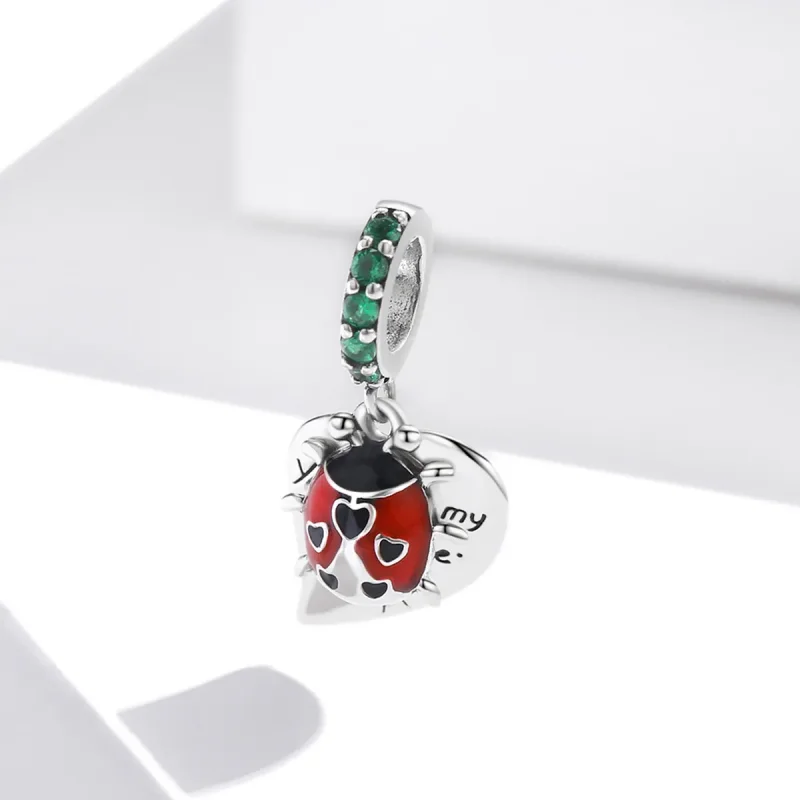 (image for) Pandora Style Ladybug with Leaves Dangle - BSC492 - View 2