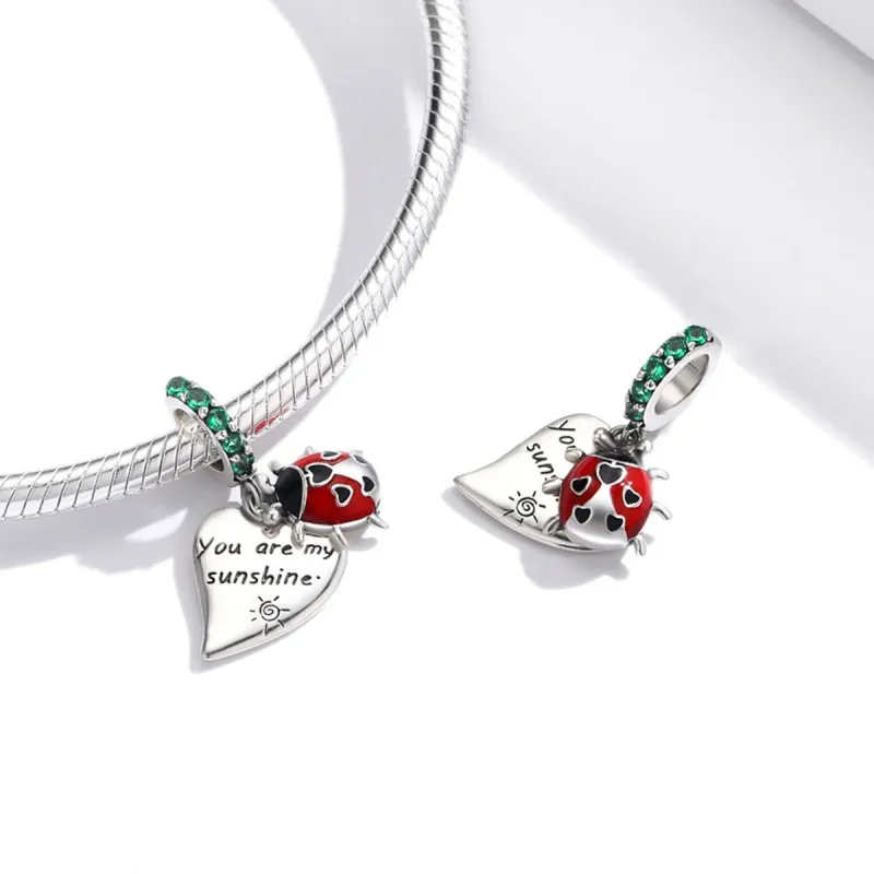 (image for) Pandora Style Ladybug with Leaves Dangle - BSC492 - View 4