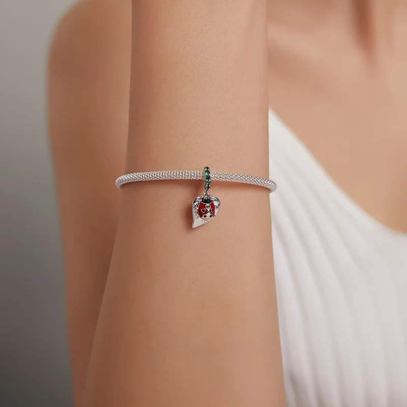 (image for) Pandora Style Ladybug with Leaves Dangle - BSC492 - View 5